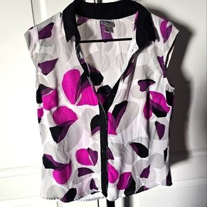 Floral Women's Top - Black and Pink